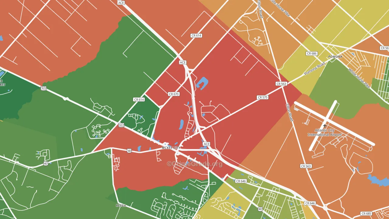 Germania Gardens, NJ Map of Theft Rates