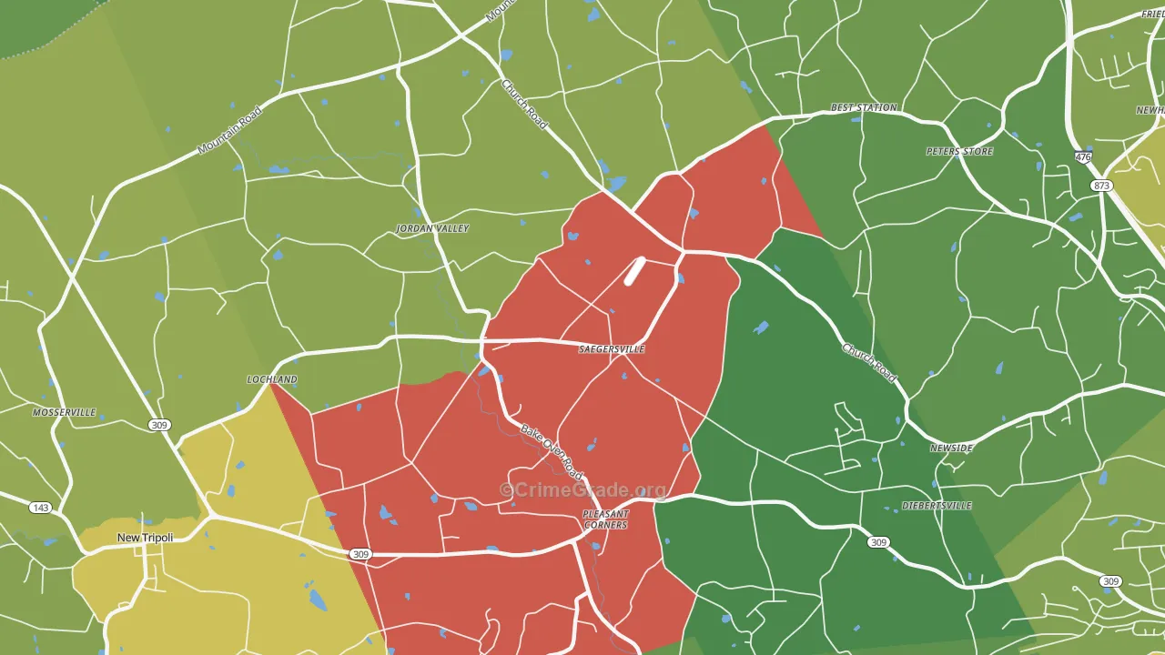 Germansville, PA Map of Theft Rates