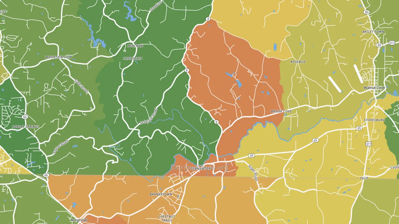 Germanton, NC Map of Theft Rates