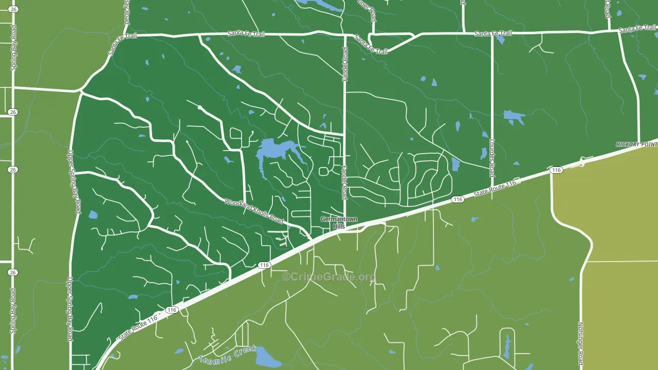 Germantown Hills, IL Map of Theft Rates