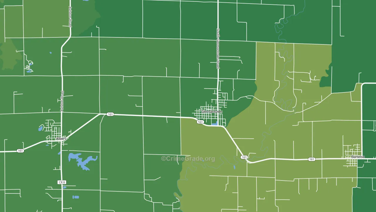 Germantown, IL Map of Theft Rates