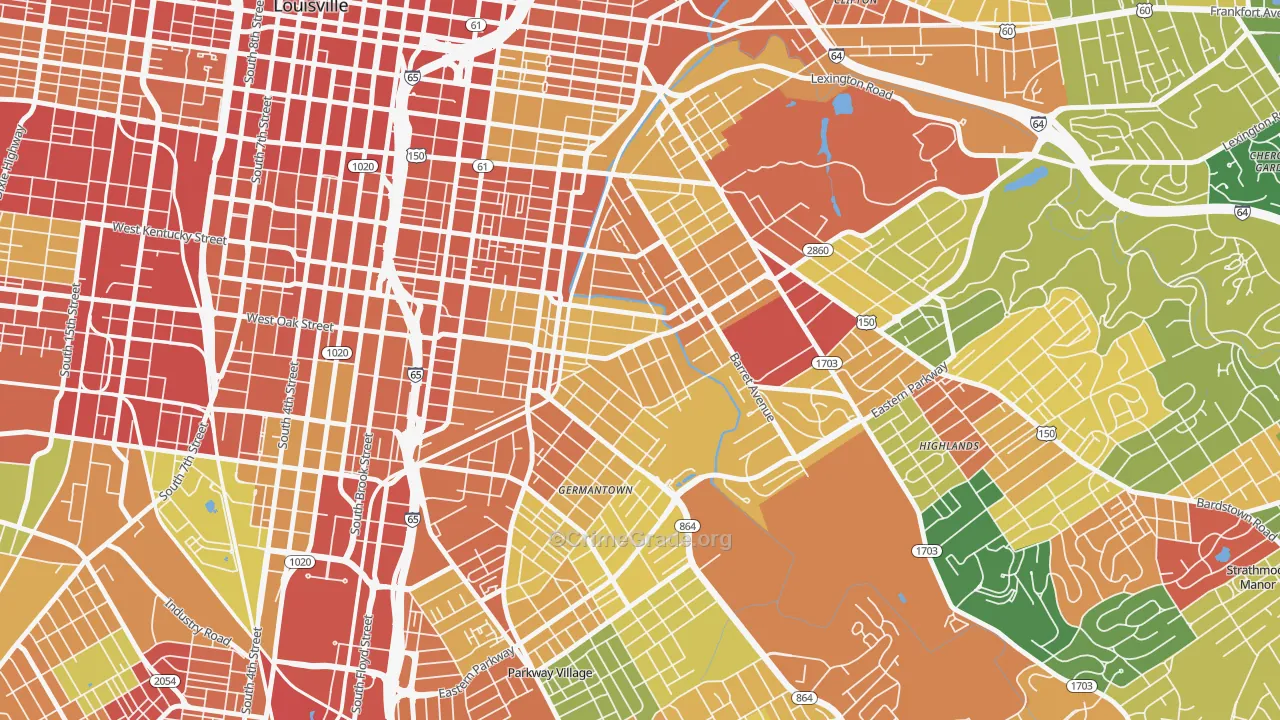 Germantown, Louisville, KY Map of Theft Rates