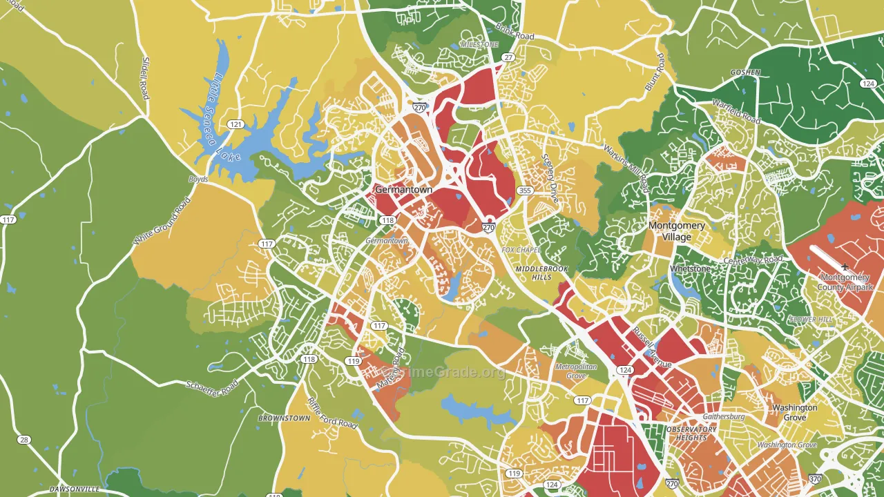 Germantown, MD Map of Theft Rates