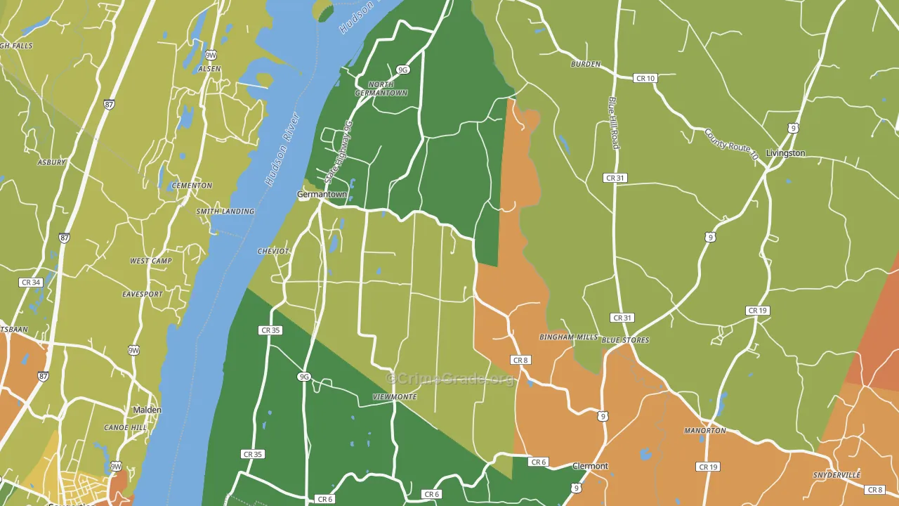 Germantown, NY Map of Theft Rates