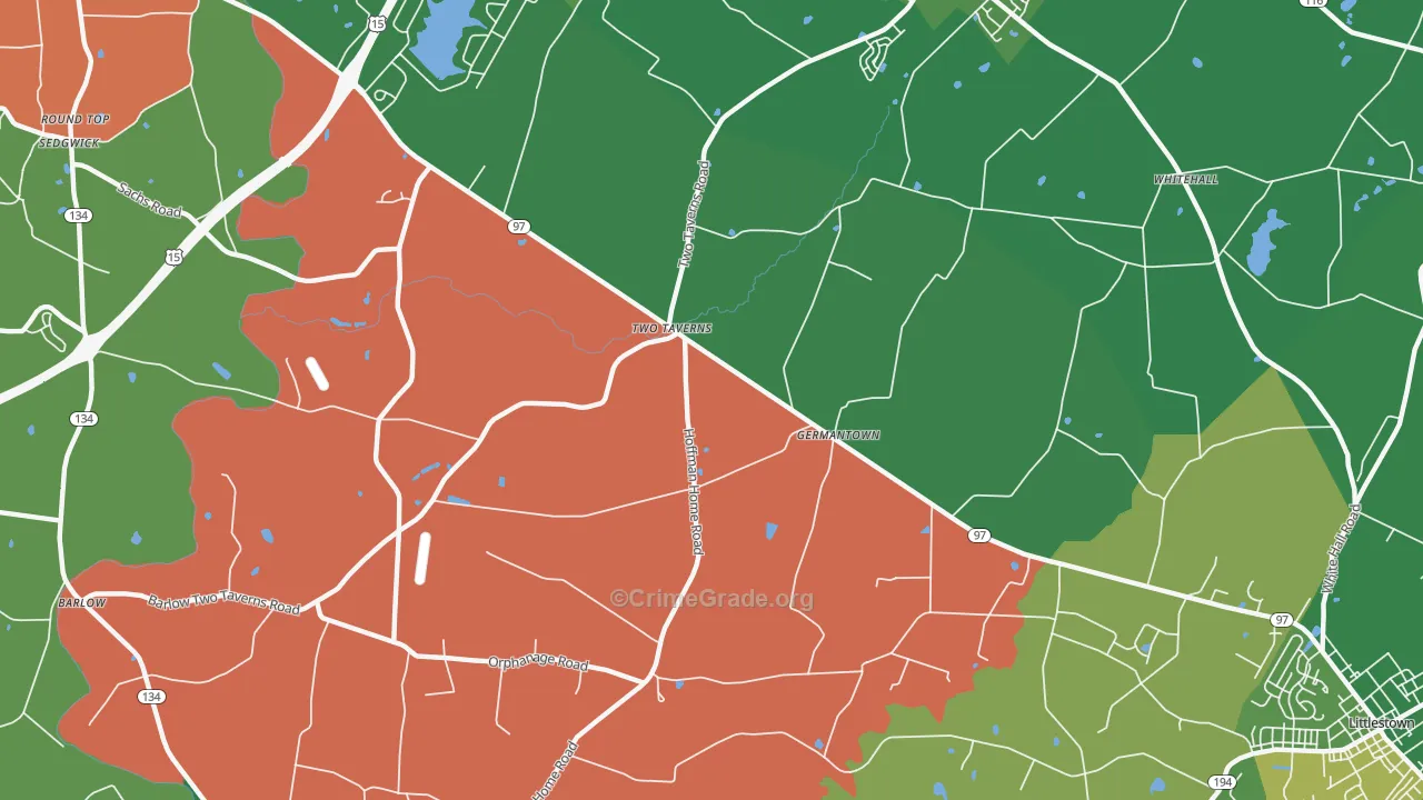 Germantown, PA Map of Theft Rates