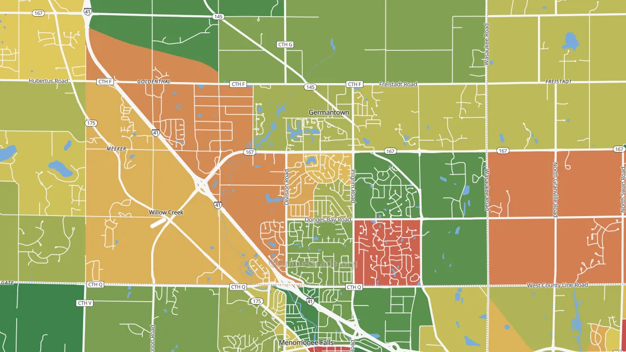 Germantown, WI Map of Theft Rates