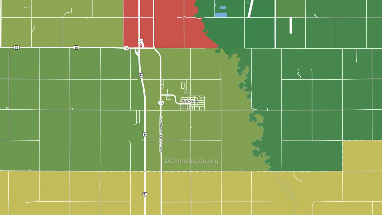 Geronimo, OK Map of Theft Rates