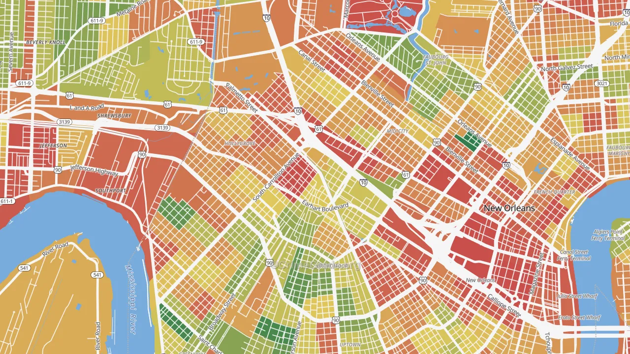 Gert Town, New Orleans, LA Map of Theft Rates