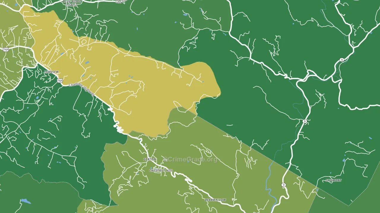 Gerton, NC Map of Theft Rates