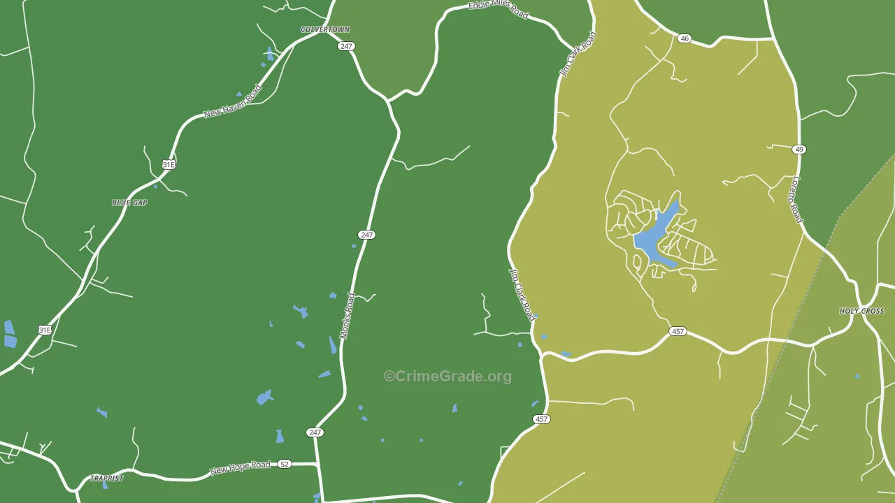 Gethsemane, KY Map of Theft Rates