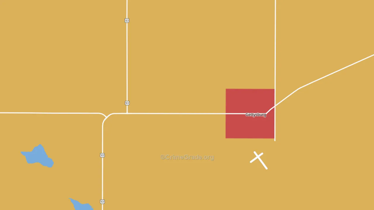 Gettysburg, SD Map of Theft Rates