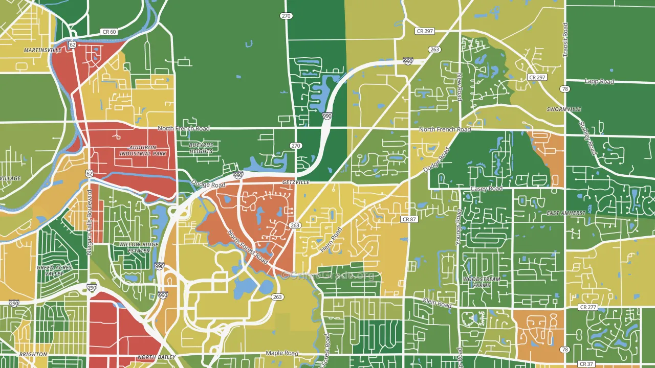 Getzville, NY Map of Theft Rates