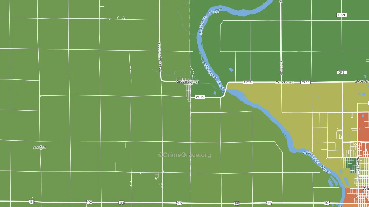 Geuda Springs, KS Map of Theft Rates