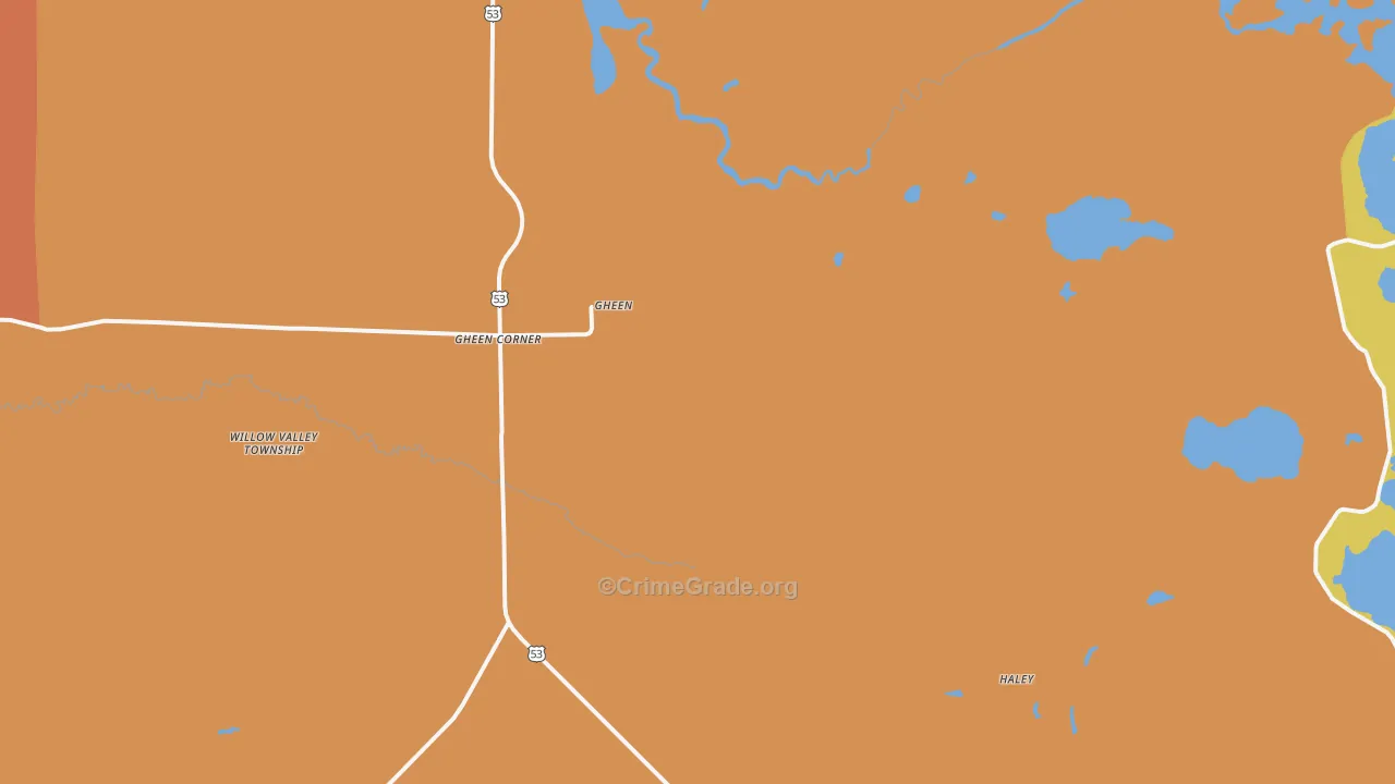Gheen, MN Map of Theft Rates