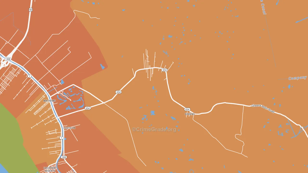 Gheens, LA Map of Theft Rates
