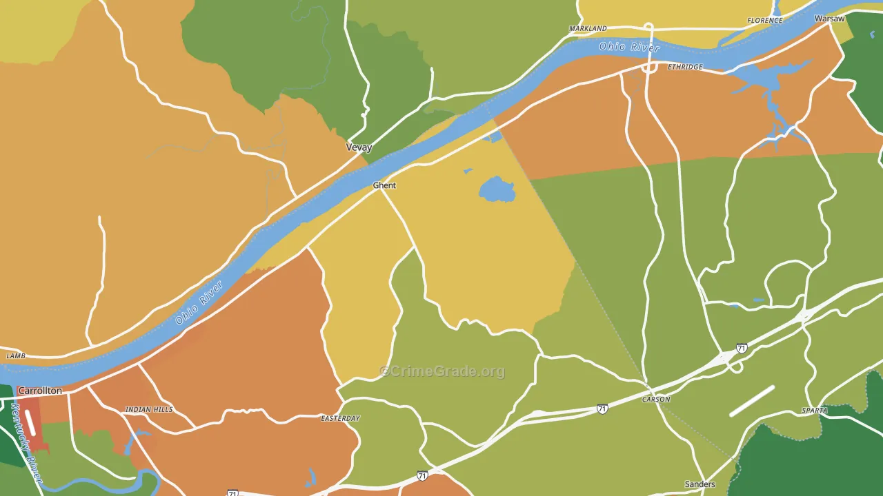 Ghent, KY Map of Theft Rates