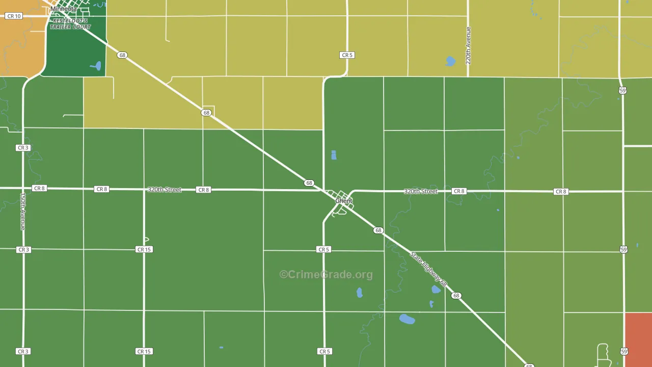 Ghent, MN Map of Theft Rates