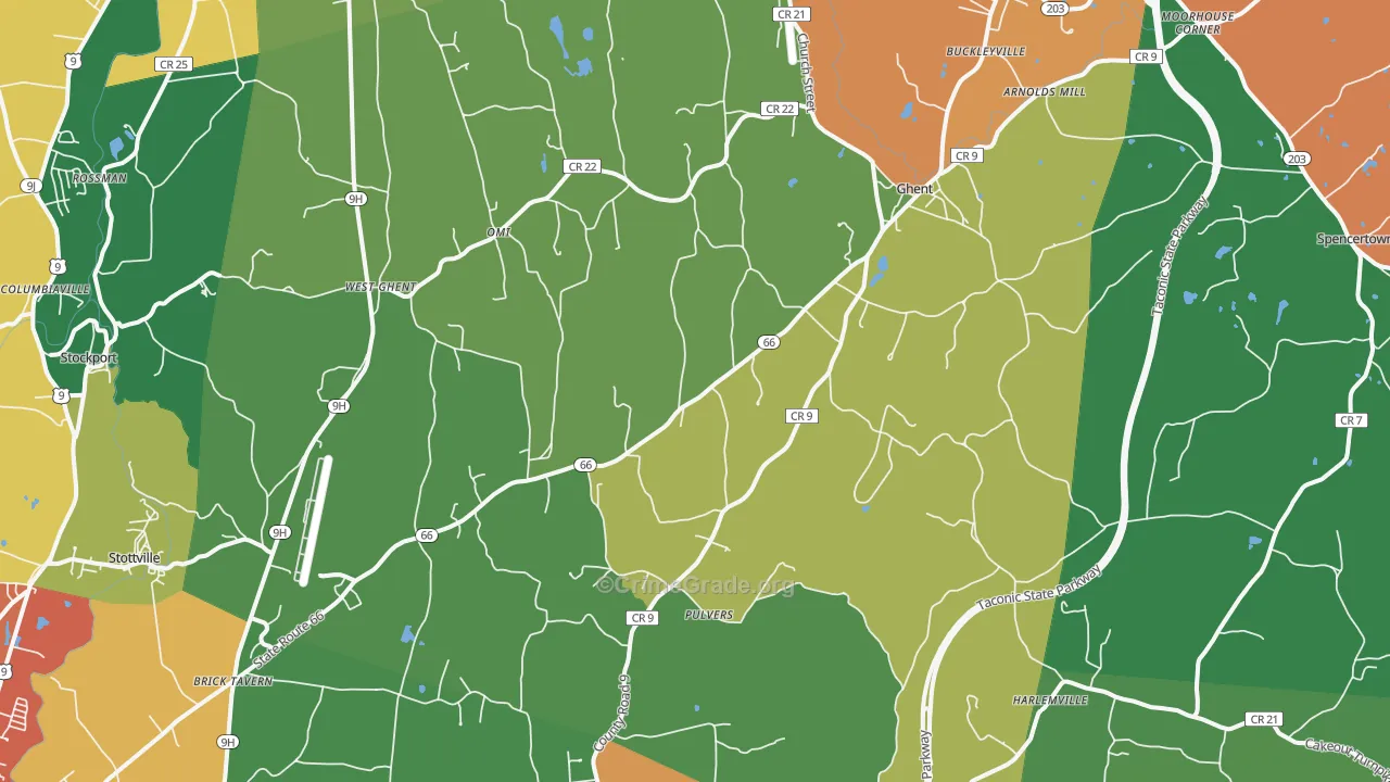 Ghent, NY Map of Theft Rates