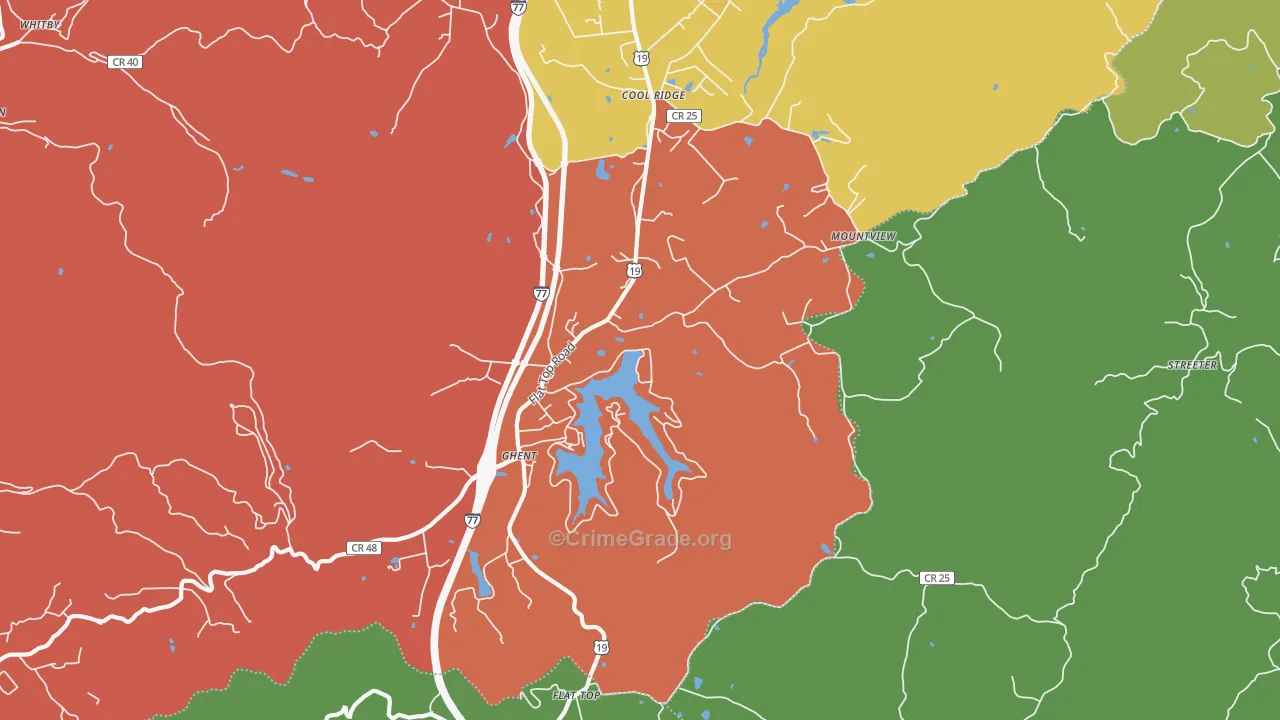 Ghent, WV Map of Theft Rates
