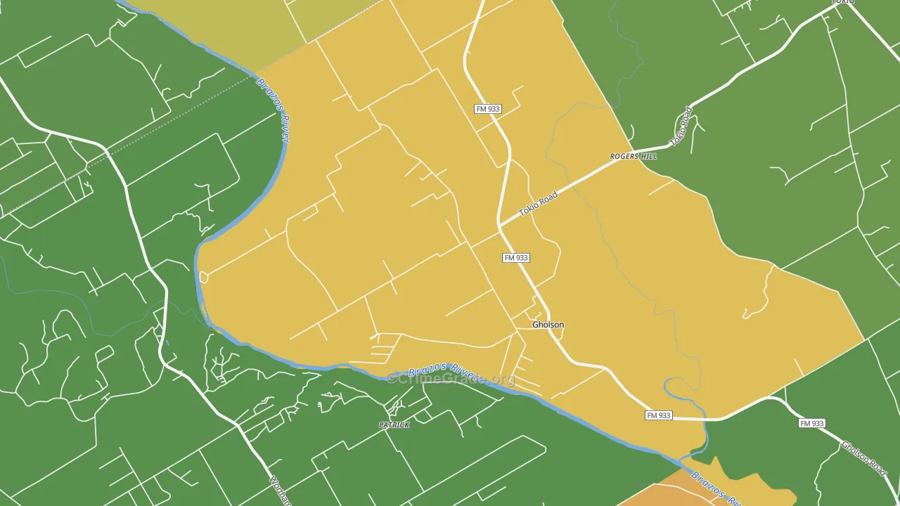 Gholson, TX Map of Theft Rates
