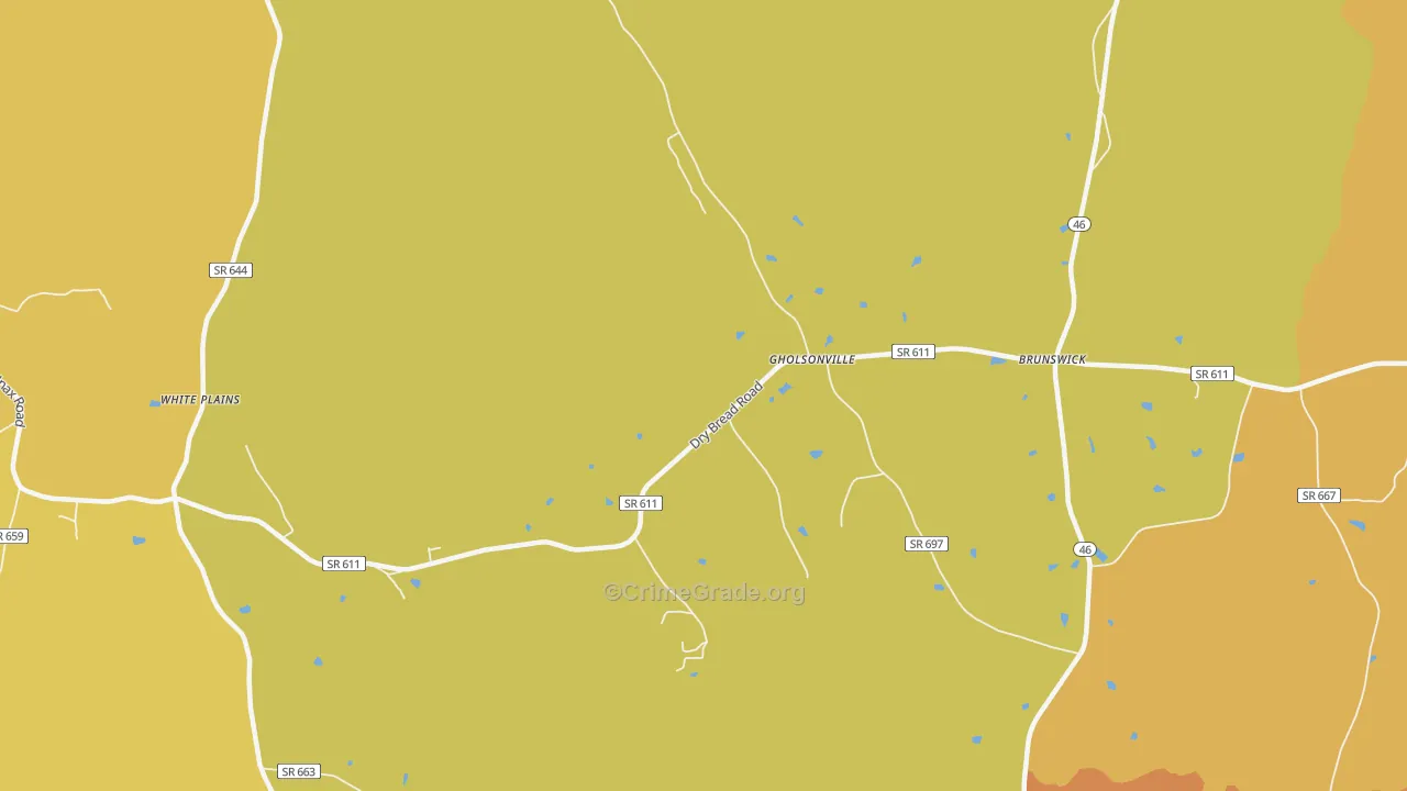 Gholsonville, VA Map of Theft Rates
