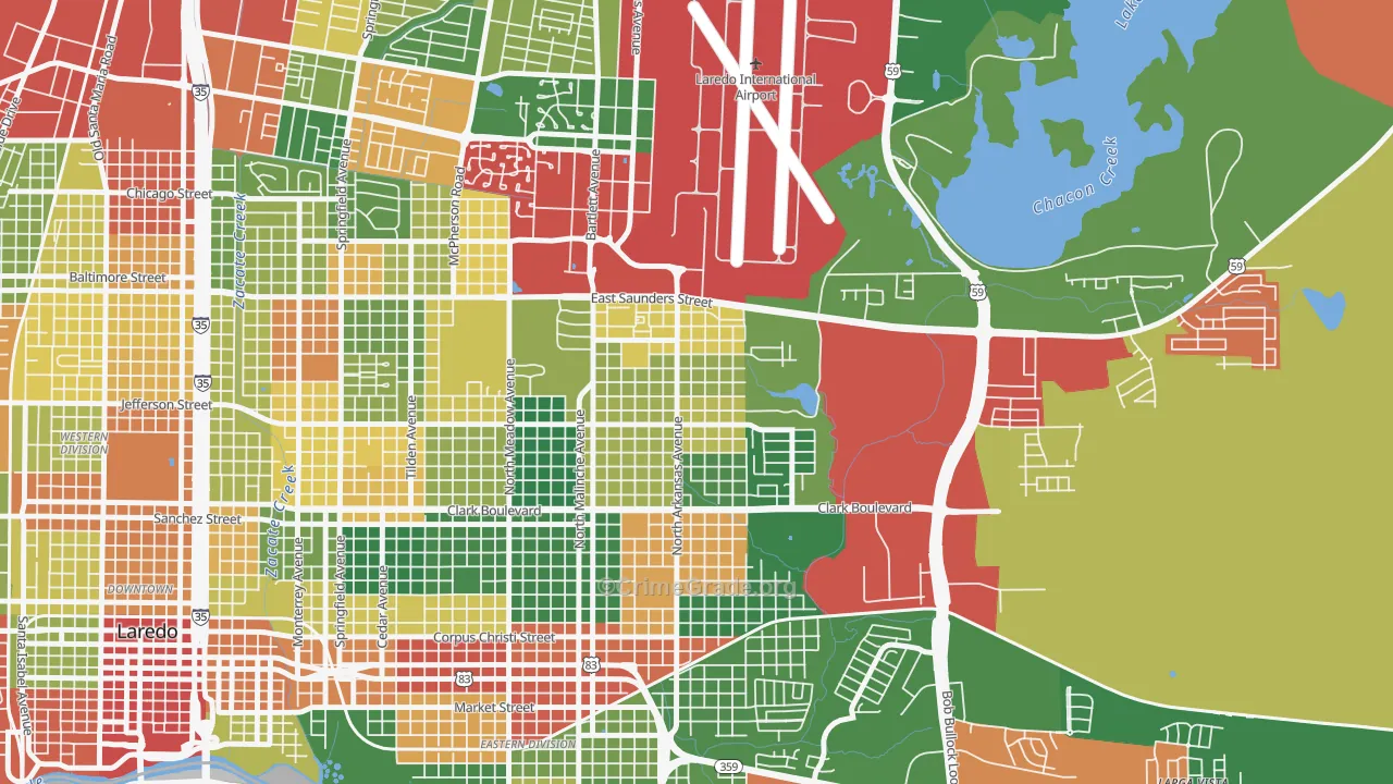 Ghost Town, Laredo, TX Map of Theft Rates