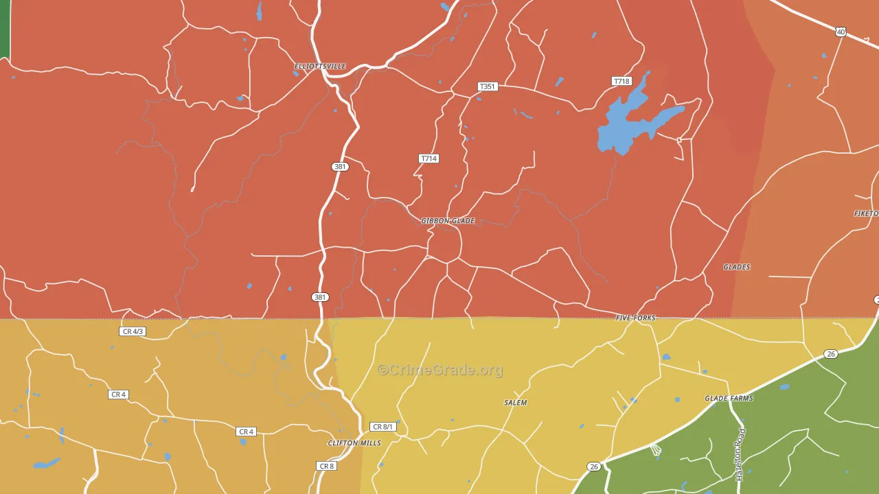 Gibbon Glade, PA Map of Theft Rates