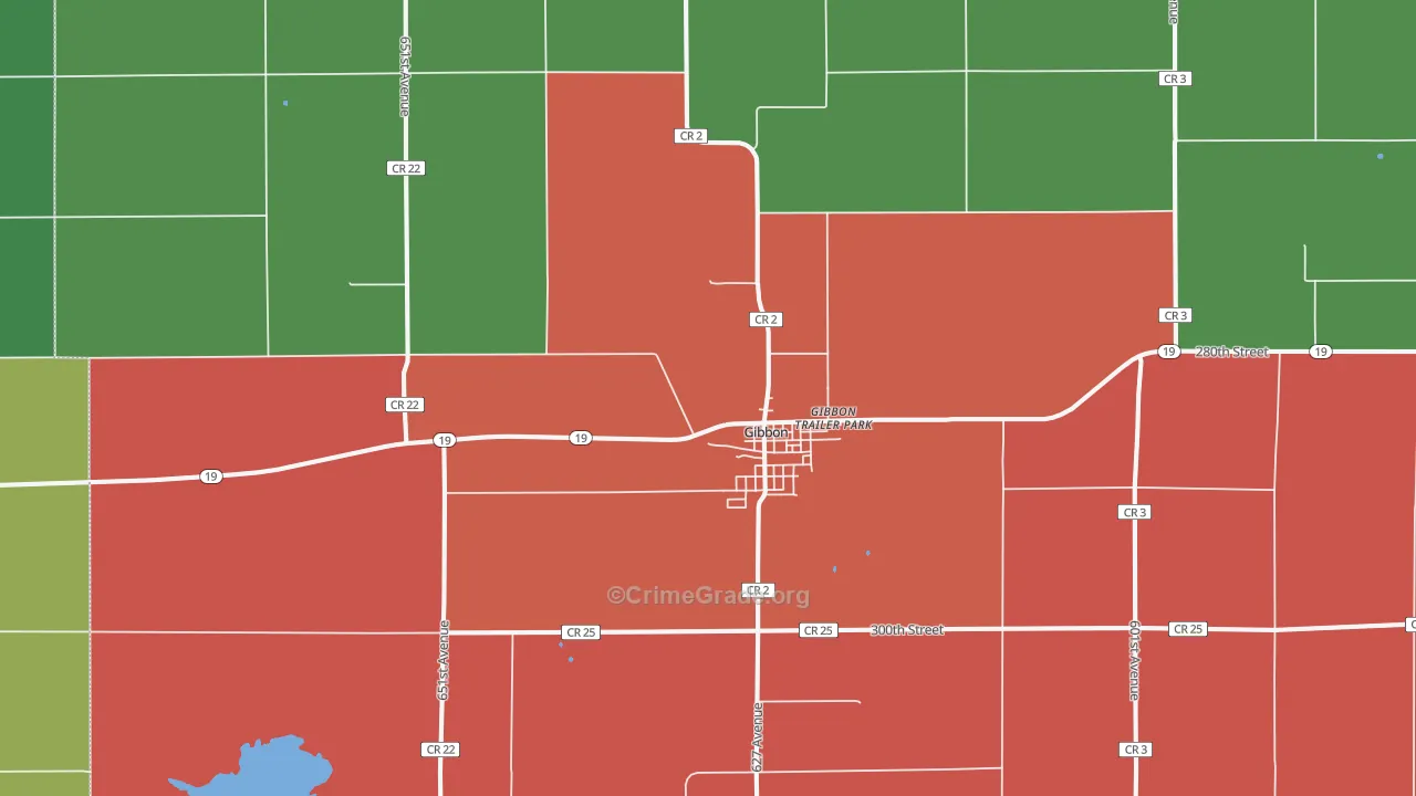 Gibbon, MN Map of Theft Rates