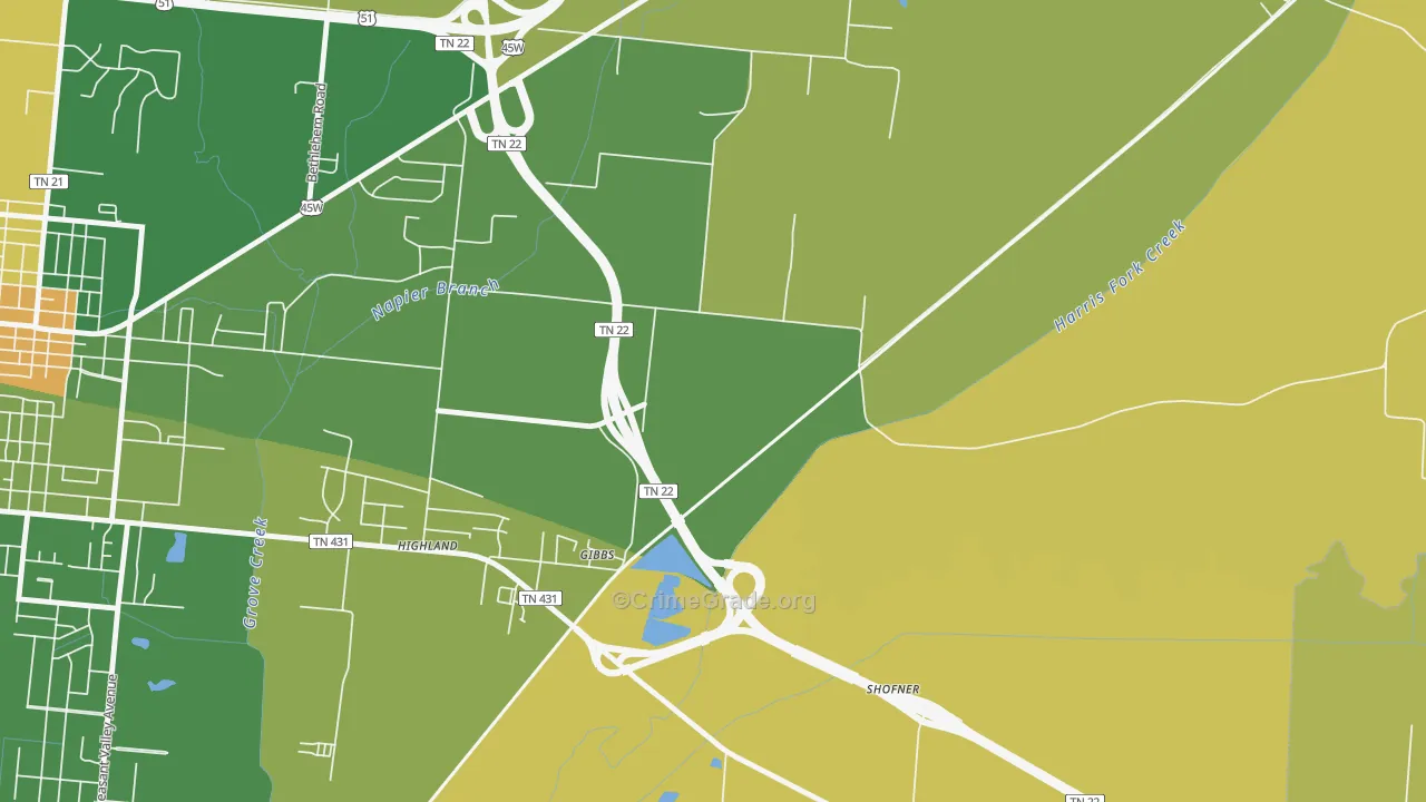 Gibbs, TN Map of Theft Rates