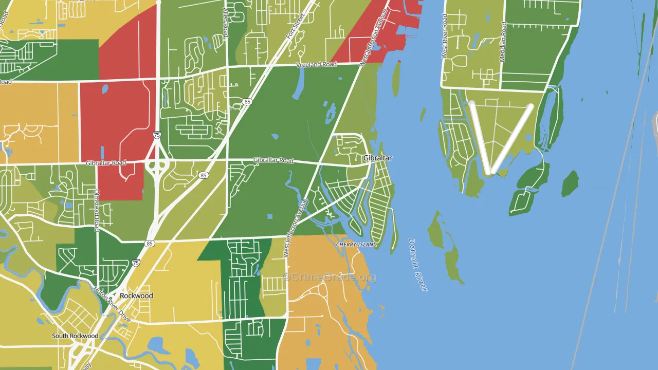 Gibraltar, MI Map of Theft Rates