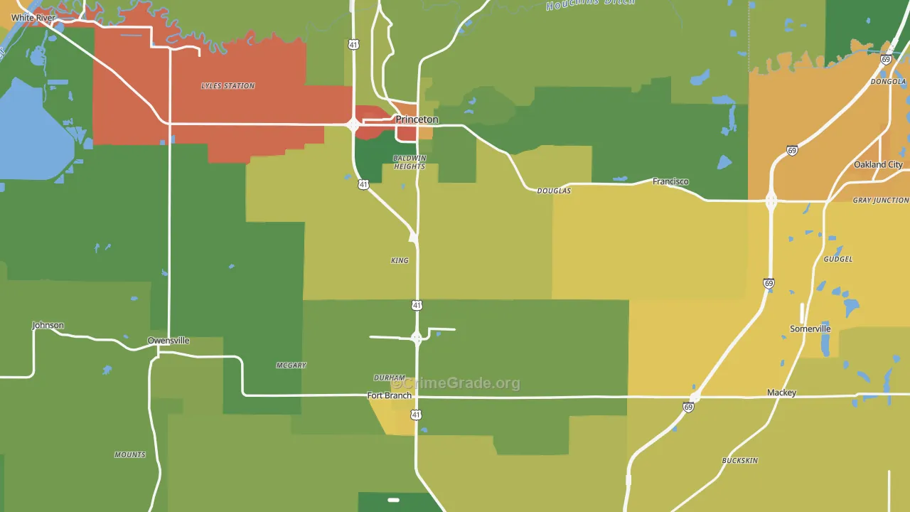 Gibson County, IN Map of Theft Rates