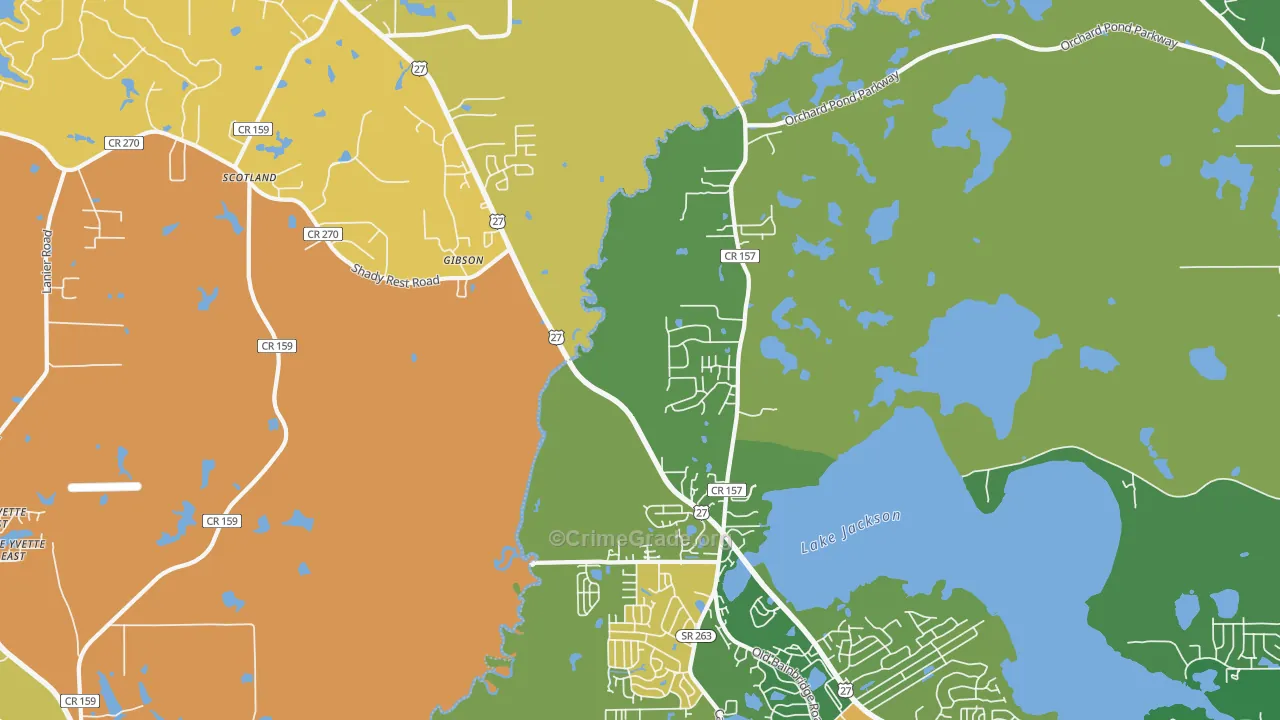 Gibson, FL Map of Theft Rates
