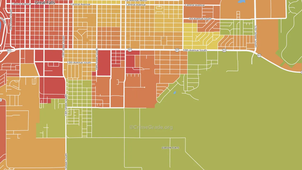 Gibson Flats, MT Map of Theft Rates