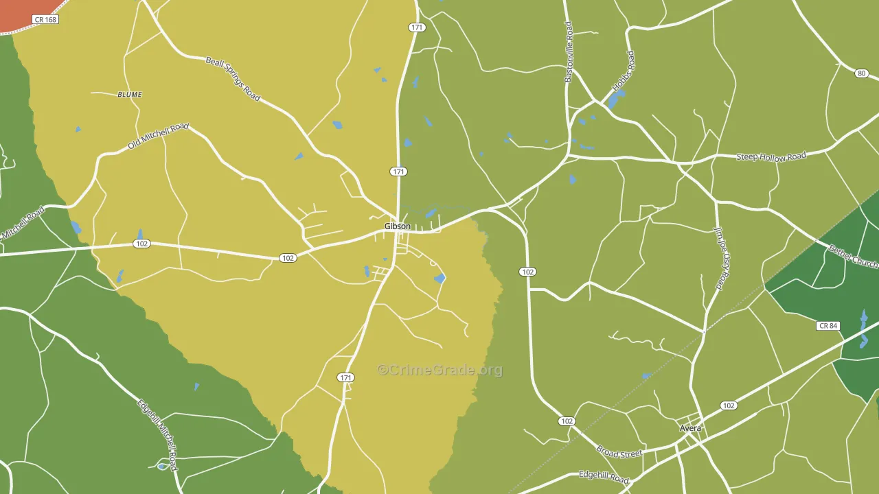 Gibson, GA Map of Theft Rates