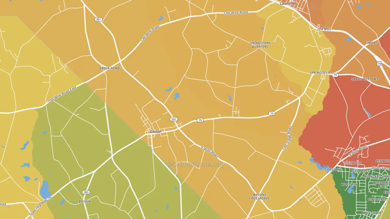 Gibson, NC Map of Theft Rates