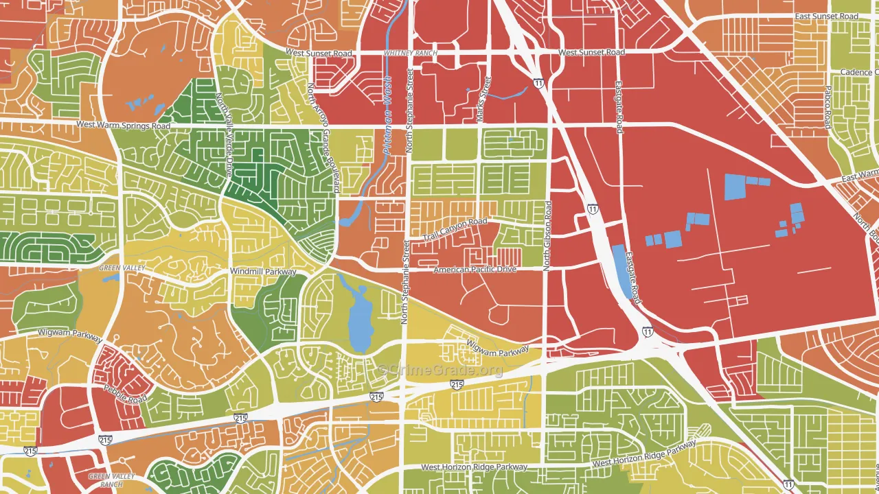 Gibson Springs, Henderson, NV Map of Theft Rates