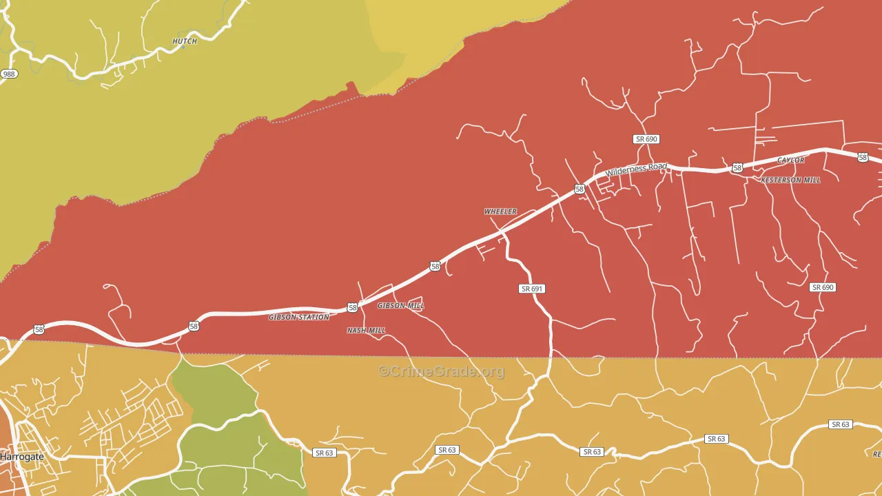 Gibson Station, VA Map of Theft Rates