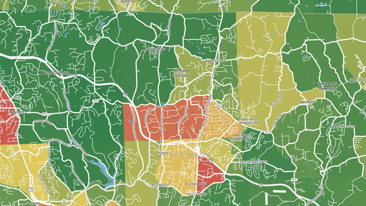 Gibsonia, PA Map of Theft Rates