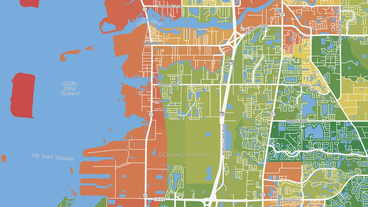 Gibsonton, FL Map of Theft Rates