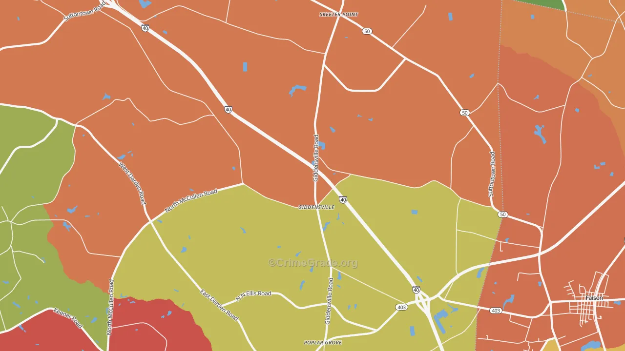 Giddensville, NC Map of Theft Rates