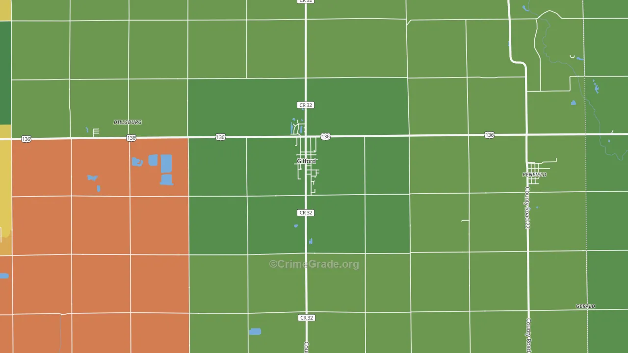 Gifford, IL Map of Theft Rates