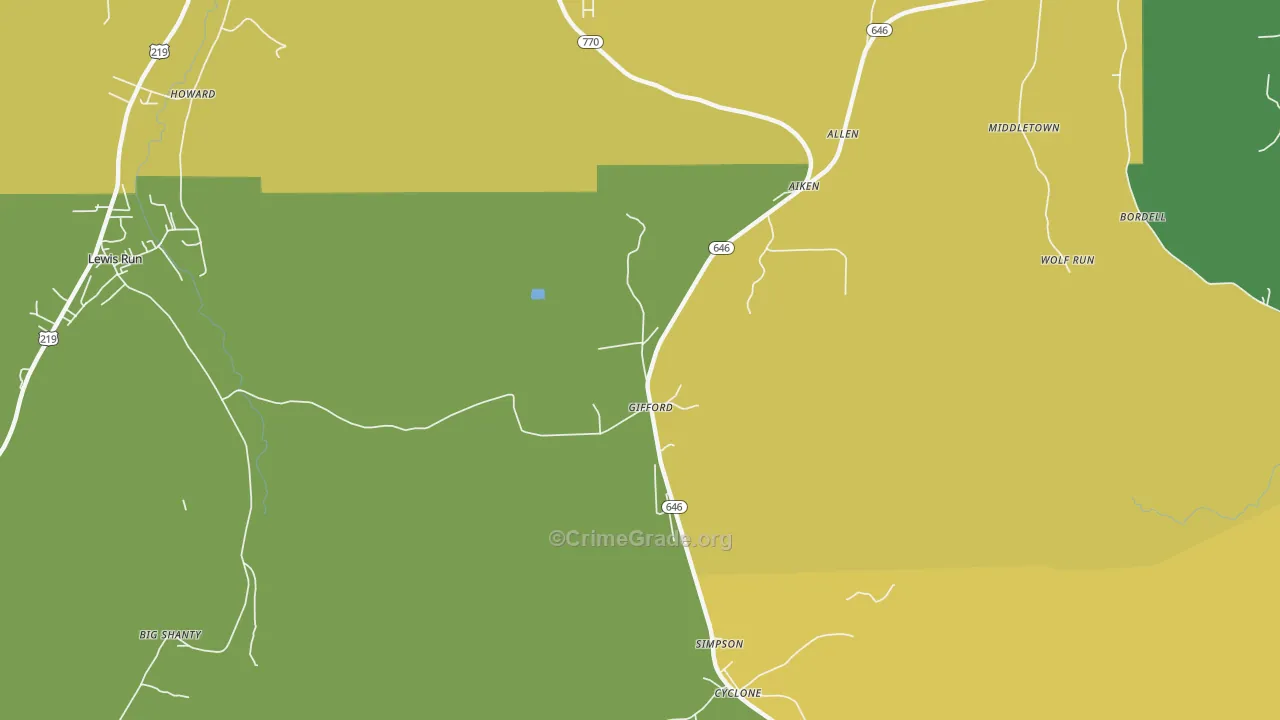Gifford, PA Map of Theft Rates