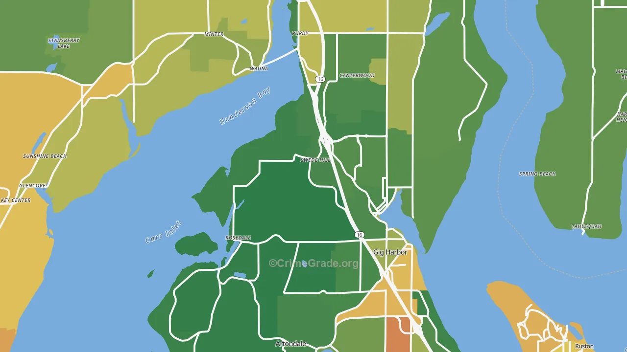 Gig Harbor, WA Map of Theft Rates