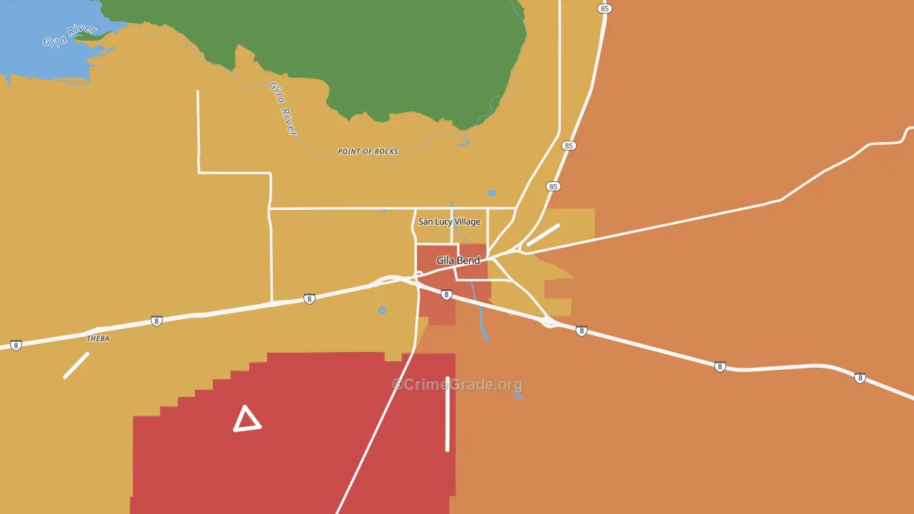 Gila Bend, AZ Map of Theft Rates