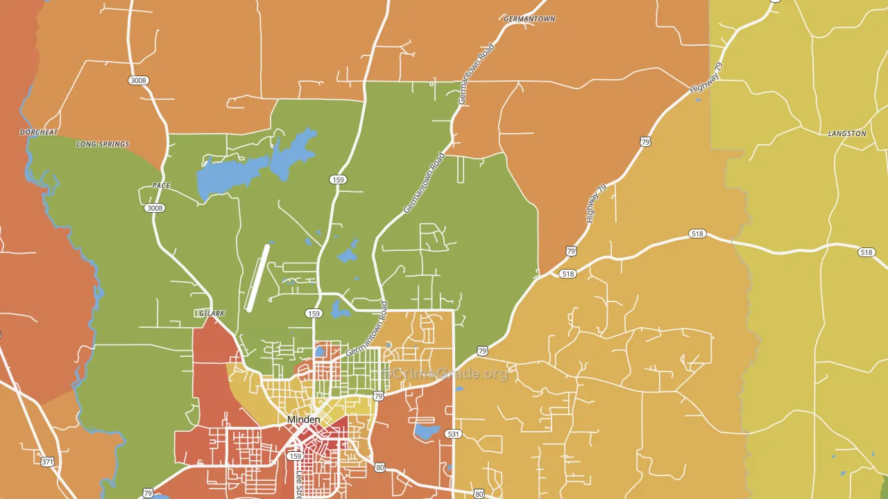 Gilark, LA Map of Theft Rates