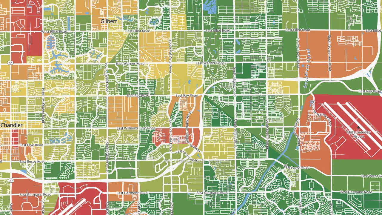 Gilbert, AZ Map of Theft Rates