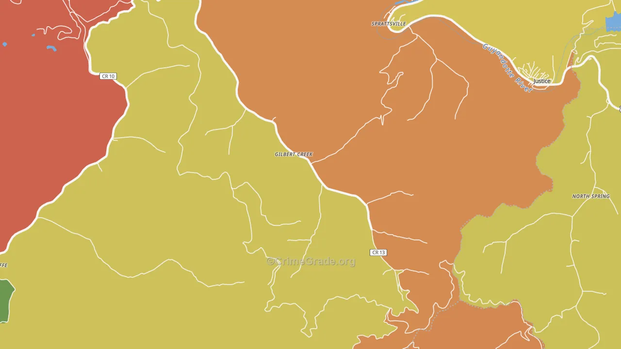 Gilbert Creek, WV Map of Theft Rates