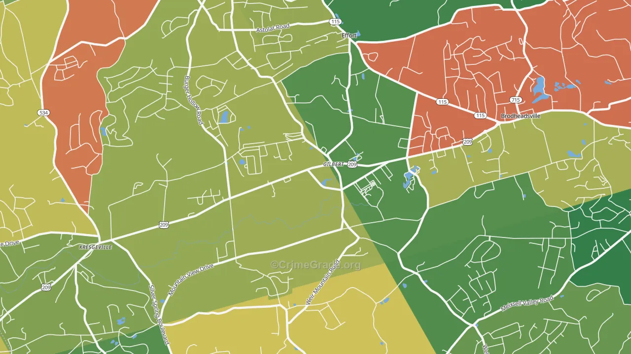 Gilbert, PA Map of Theft Rates
