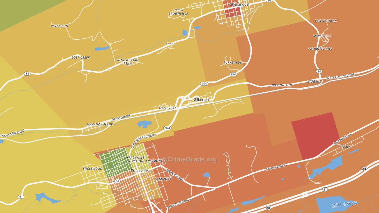 Gilberton, PA Map of Theft Rates
