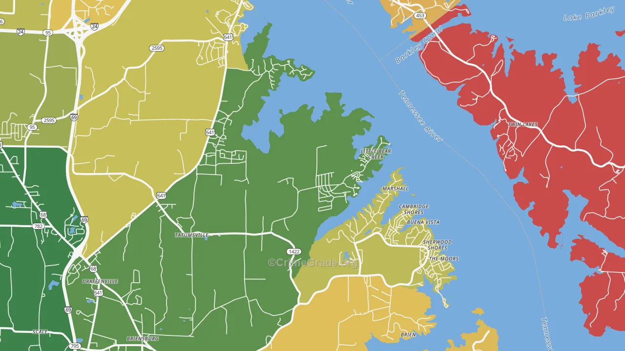 Gilbertsville, KY Map of Theft Rates